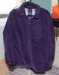 Womens Purple Large/X Large Corduroy Shirt/Jacket