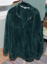 Womens Lands End Large Green Fleece Quarter Zip Jacket