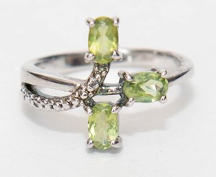 Hebei Peridot Sterling Silver Ring Size 9