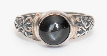 Bali Made Indian Black Star Diopside Sterling Silver Ring Size 6