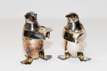Restoration Hardware Silver Plated Penguin Candleholders