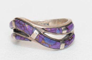 Santa Fe Style Mojave Purple Turquoise Sterling Silver Ring Size 6