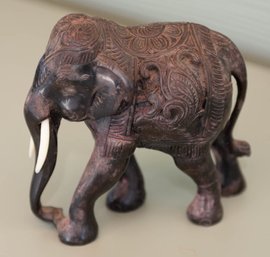 Vintage Hand Carved India Wood Elephant Figurine