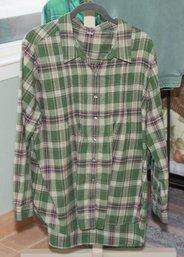 Womens Plaid Green And Purple Button-Up Shirt Size Large/XL