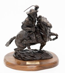 American School. (20th Century). Alexa Laver. Roundin' The Bend Pony Express Rider. Bronze *appraised