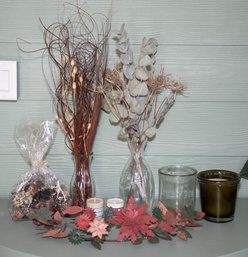 Decorative Artificial Greenery And Candles