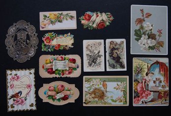 Antique Ephemera Embossed Greetings, Valentines Card And Cards