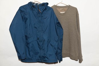 L.L. Bean, Men's Size Medium Raincoat, And Sweater