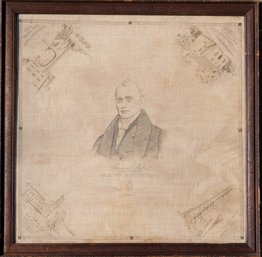 19th Century Samuel Slater Rhode Island Industrialist Framed Hankerchief