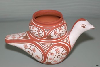 Venezuelan Hand Painted Hen Pottery Candle Holder