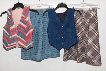 Vintage Tweed And Quilted Skirts And Vests