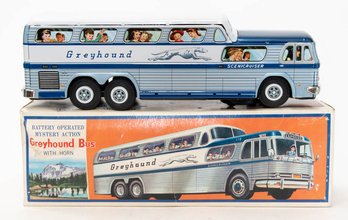1960s Daiya Tin Litho Greyhound Bus Scenicruiser With In Original Box