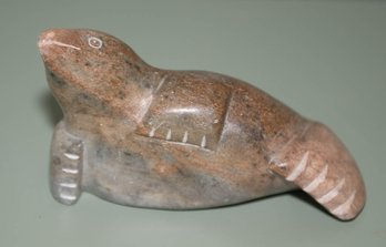 2002 Signed Inuit Walrus Soapstone Carving