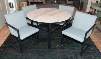 Room And Board Parsons Ceramic Top Patio Table With Finn Graphite Chairs In Corso Spa With Table Cover