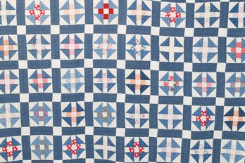 Blue And White Patchwork  Quilt