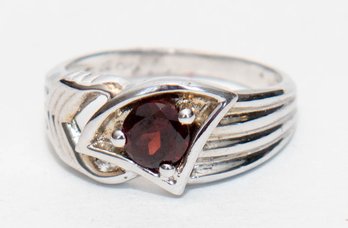 Red Garnet Sterling Silver Ring Size 8