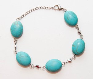 Blue Howlite In Stainless Steel Bracelet