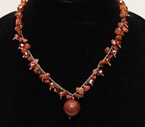 Sri Lanka Sunstone And Red Agate Necklace