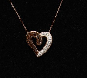 Sterling Silver Copper Austrian Crystal Heart Necklace