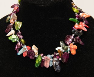 Multicolored Pearl Style Double Strand Necklace