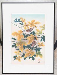 Birds And Maple By Shizuo Ashikaga Woodblock Print