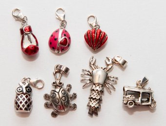 Ladybug, Boxing Glove, Seashell, Owl Turtle And Lobster Charms