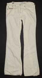 Womens Size 28 Diesel White Pants Green Stitching
