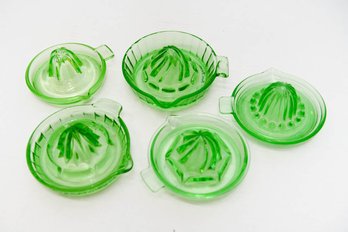Lot Of Vintage Green Depression Glass Juice Reamers (5)