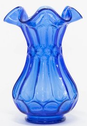Fenton Blue Royal Flute And Dot Vase