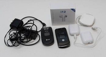 Electronic Lot Includes LG And Motorola Flip Phones, TWS Wireless Earbuds And Apple Headphones