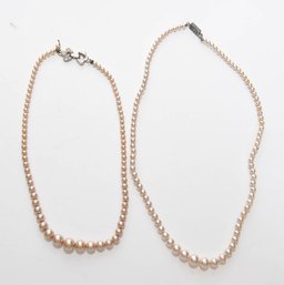 2 Faux Pearl Necklaces