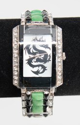 Genoa Crystal Japanese Movement Jade Stainless Steel Dragon Watch