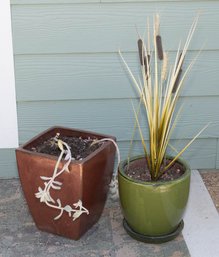 Copper And Green Glaze Planters