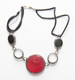 Black Red And Glass Rounds Girls Choker