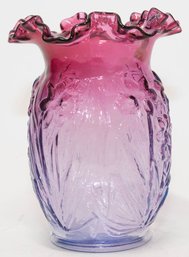 1989 Fenton Hyacinth Mulberry Daffodil Vase