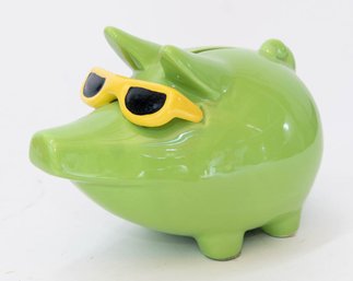 Green Cool Pig Ceramic Pig Bank