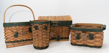 Hand Woven Tree And Moose Wicker Basket Collection