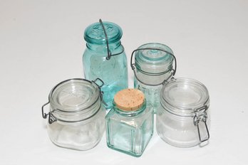 Lot Of Vintage Canning Jars Including Atlas, Hermetic And Ball