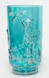 Fenton Teal Marigold Iridescent Mandarin Vase #2
