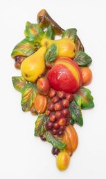 Vintage Chalkware Stem Of Fruit Wall Plaque