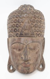 Large Thai Buddha Wooden Head Wall Hanging