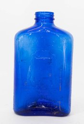 Vintage Cobalt Embossed Glass Water Container