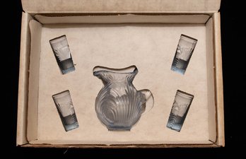 Mosser Glass 'lindsey' Moonlight Blue Miniature Cups And Saucers Set In Original Box