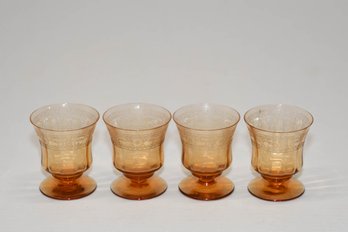 3.5' Fostoria Amber Seville Footed Tumblers (4)