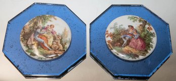 Royal Vienna Porcelain Dish Portrait On Glass With Gold Toned Cherubs