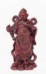 10' Red Hand Carved Chinese Fengshui Warlord Hero Figurine