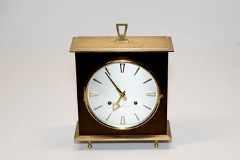 Mid Century Seth Thomas  8 Day Clock  Walnut And Brass Case (will Not Ship)