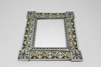 Mexican Tin Hanging Folk Art Tile Mirror (will Not Ship)