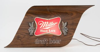 1970s Miller High Life Draft Beer Advertising Lighted Bar Sign *Lights Up*