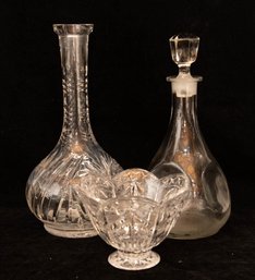 Glass And Crystal Decanters And Candy Dish